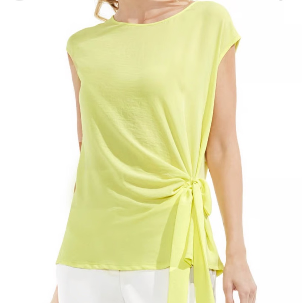 Vince Camuto Side Tie Mixed Media Blouse, XS